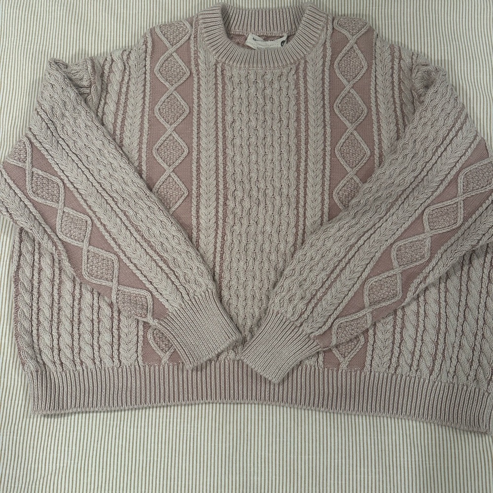 Fisherman Cable Knit Sweater - Pink
